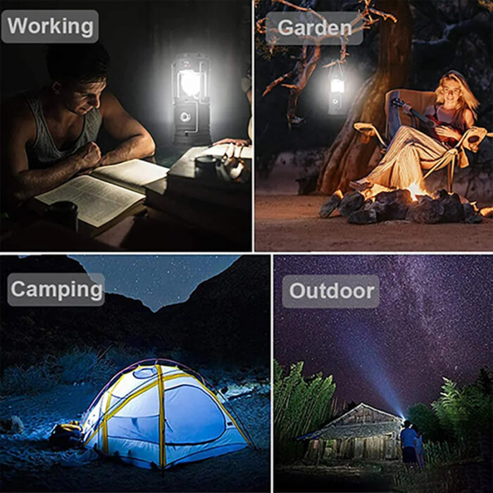 Solar LED Camping Light with USB Rechargeable Fan and Lantern - Image 4